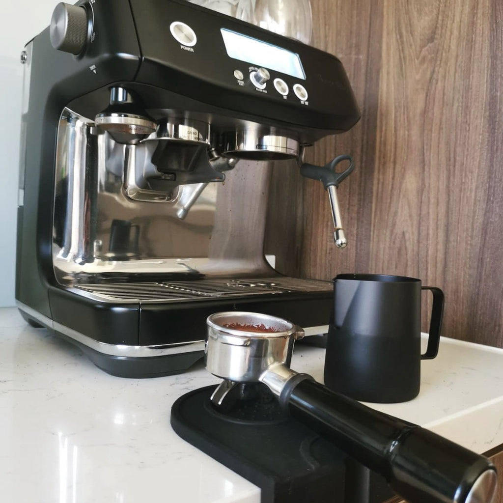 breville barista pro home barista espresso machine milk jug tamp mat portafilter